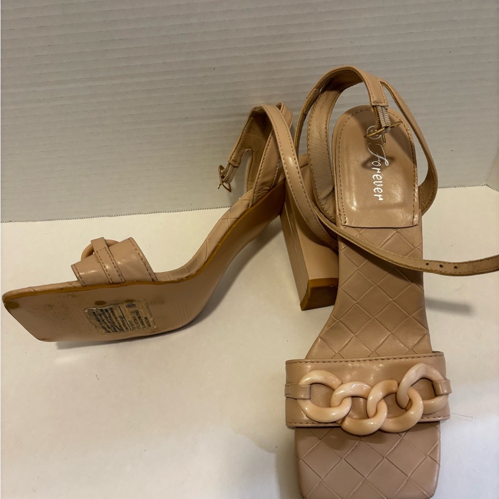 🔵Elegant Tan Block Heel Sandals - Picture 11 of 15
